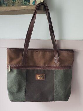 VINTAGE Jaguar Pebbled Mixed-Media Tote • 90s Minimalist • Laptop Friendly